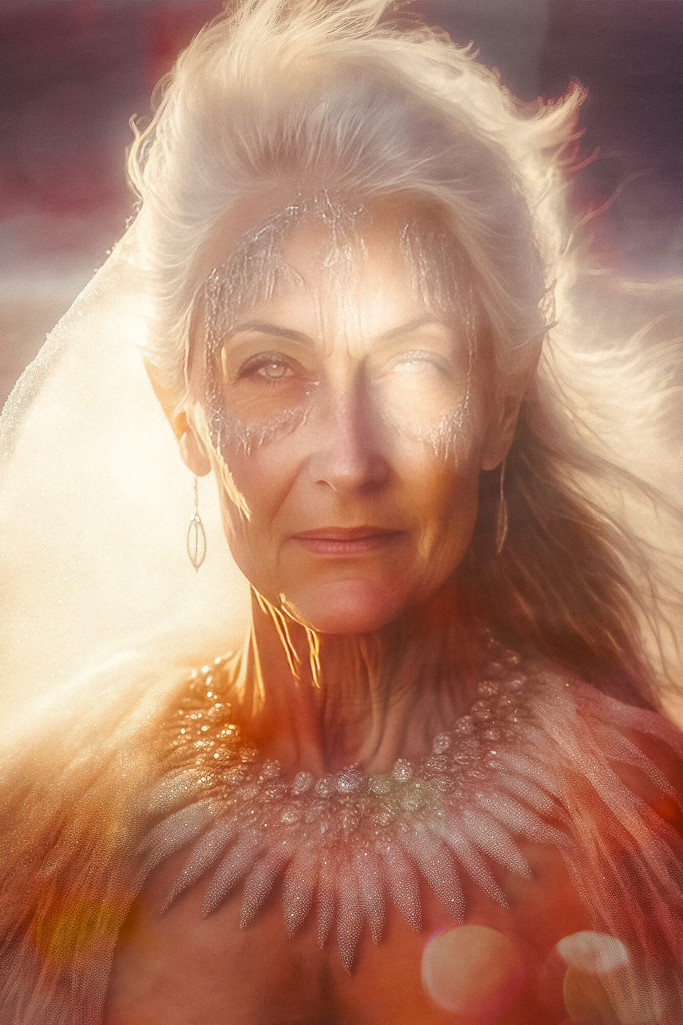 ethereal-looking image of one woman