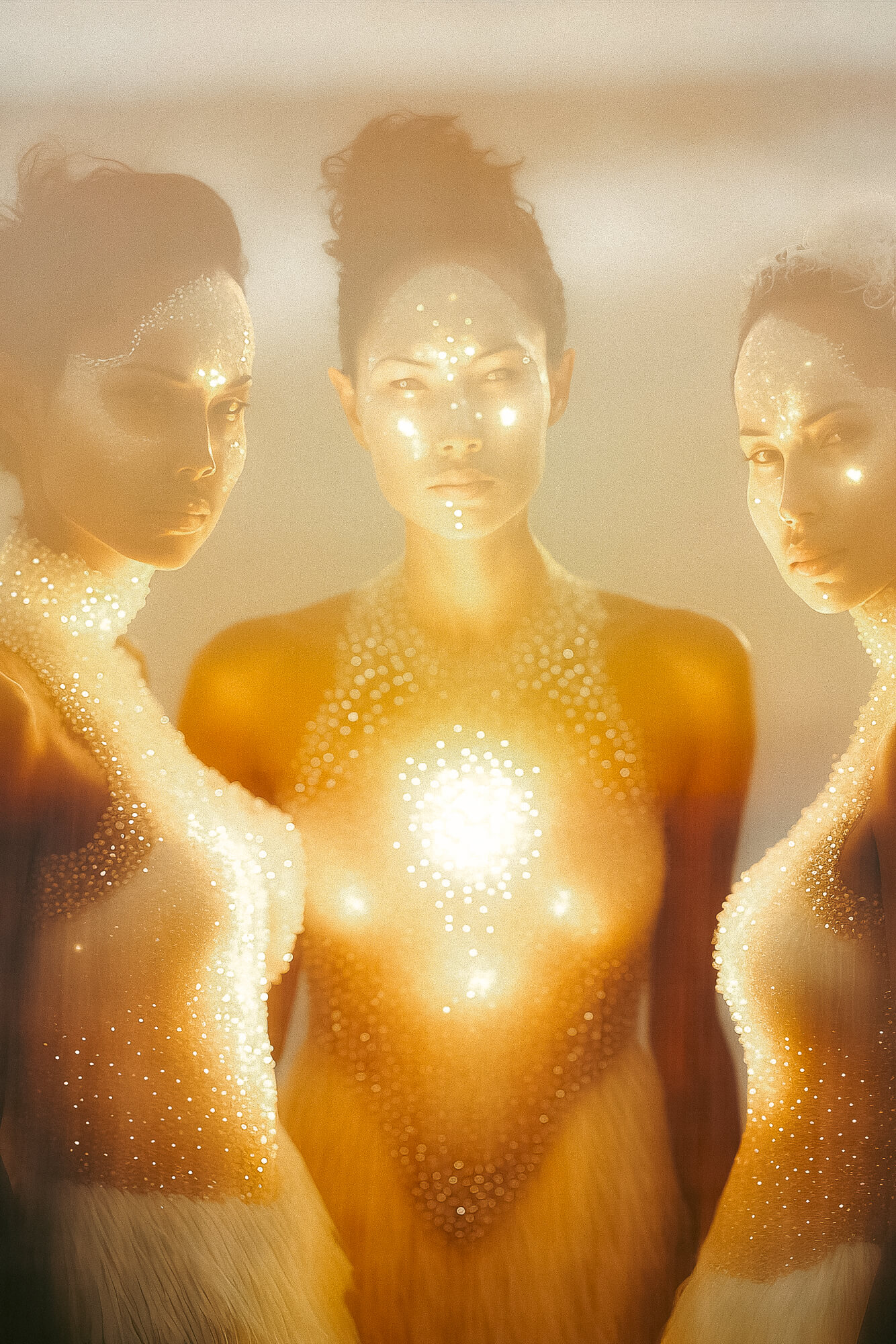 ethereal-looking image of three woman