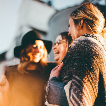 three women connecting